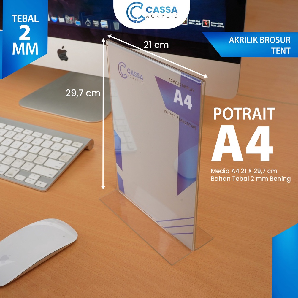 

ART F94H CASSATEMPAT BROSUR A4 T POTRAIT 2 SISI AKRILIK DISPLAY TENT HOLDER TENT CARD