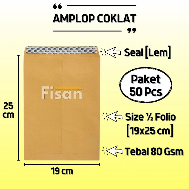 

Hot Sale 5 Pcs Amplop Coklat Polos 12 Folio Seal Lem 98