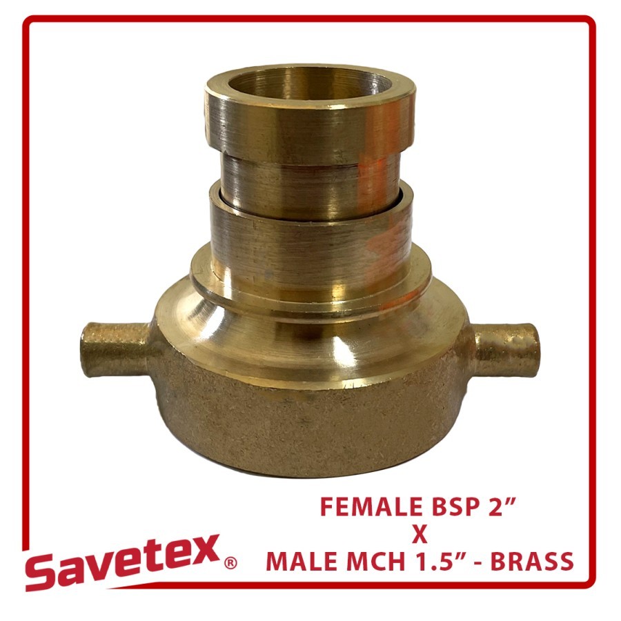 Adaptor Reducer Female BSP 2" x Male Machino 1.5" - Brass