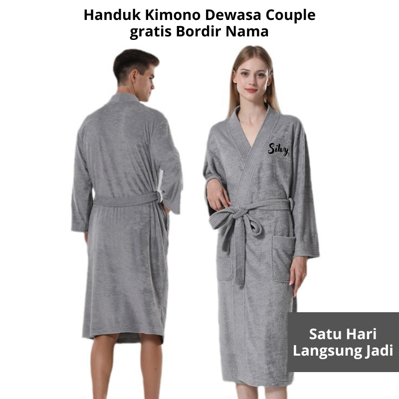 Handuk Kimono Dewasa Couple Bordir Nama/Handuk Kimono Dewasa/Handuk Kimono Hadiah Seserahan