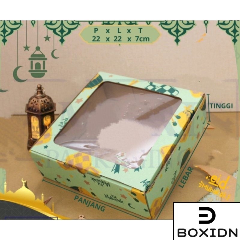 AMRS Box Lebaran 22x22 x7cm Kraft Tebal Box Lebaran 4 toples 300gr Sejajar Box Lebaran 4 Cup Pudding