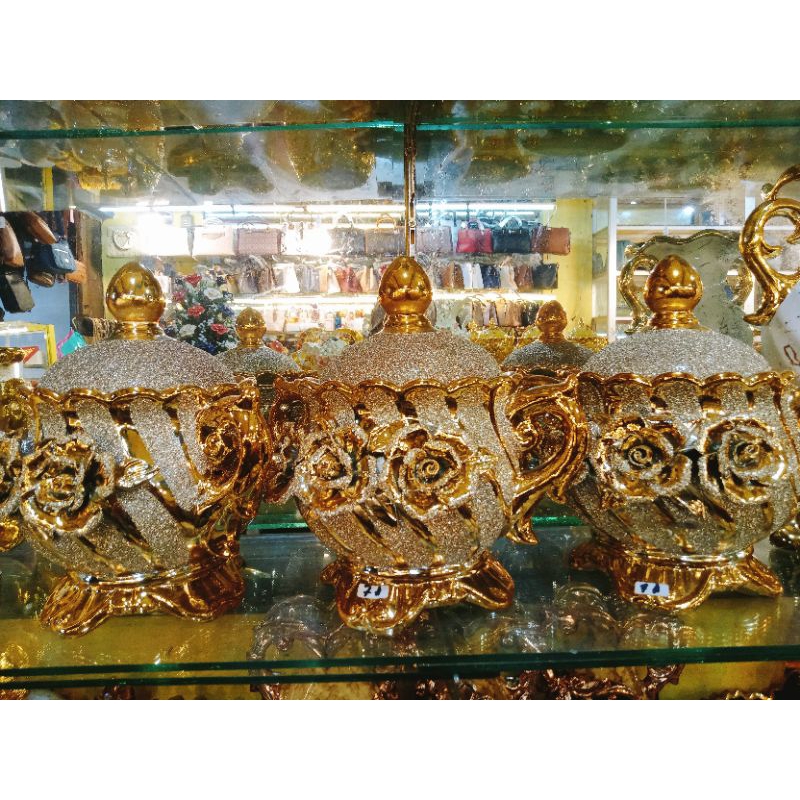 pajangan keramik hias mewah set / pajangan toples keramik jumbo / keramik hias import / pajangan lem