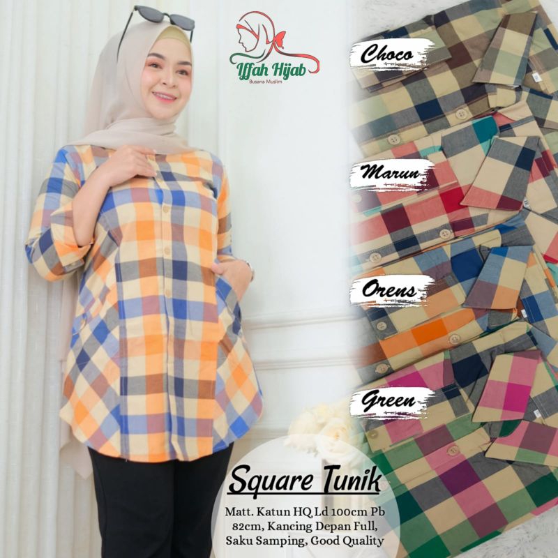 Tunik Motif Kotak Kotak Korea Square Tunik by NACI FASHION