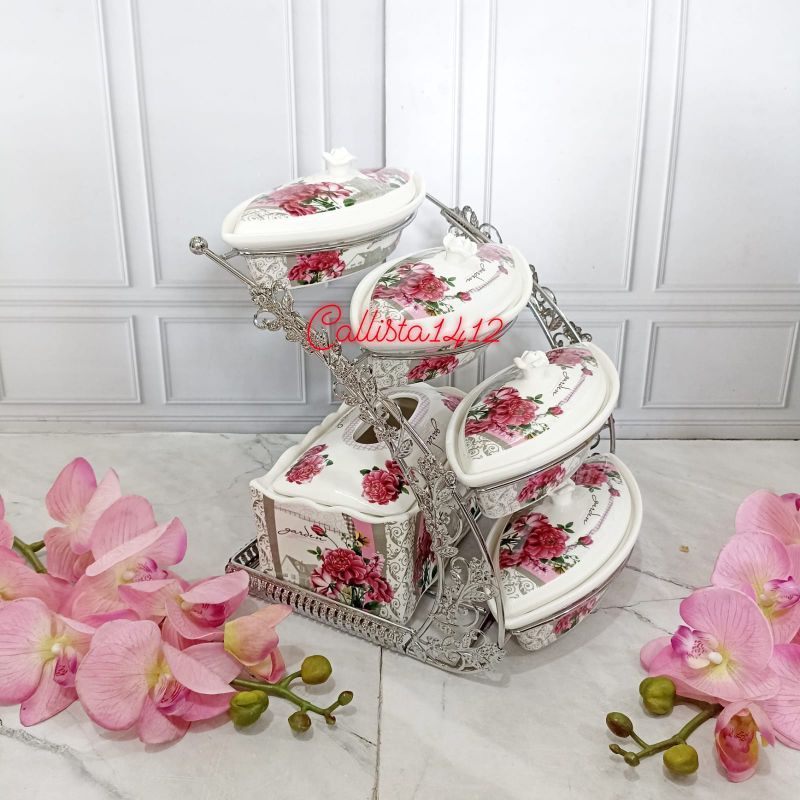 Wadah Saji Bertingkat Putar Fiorenza Set AK-785 (Packing Kayu)