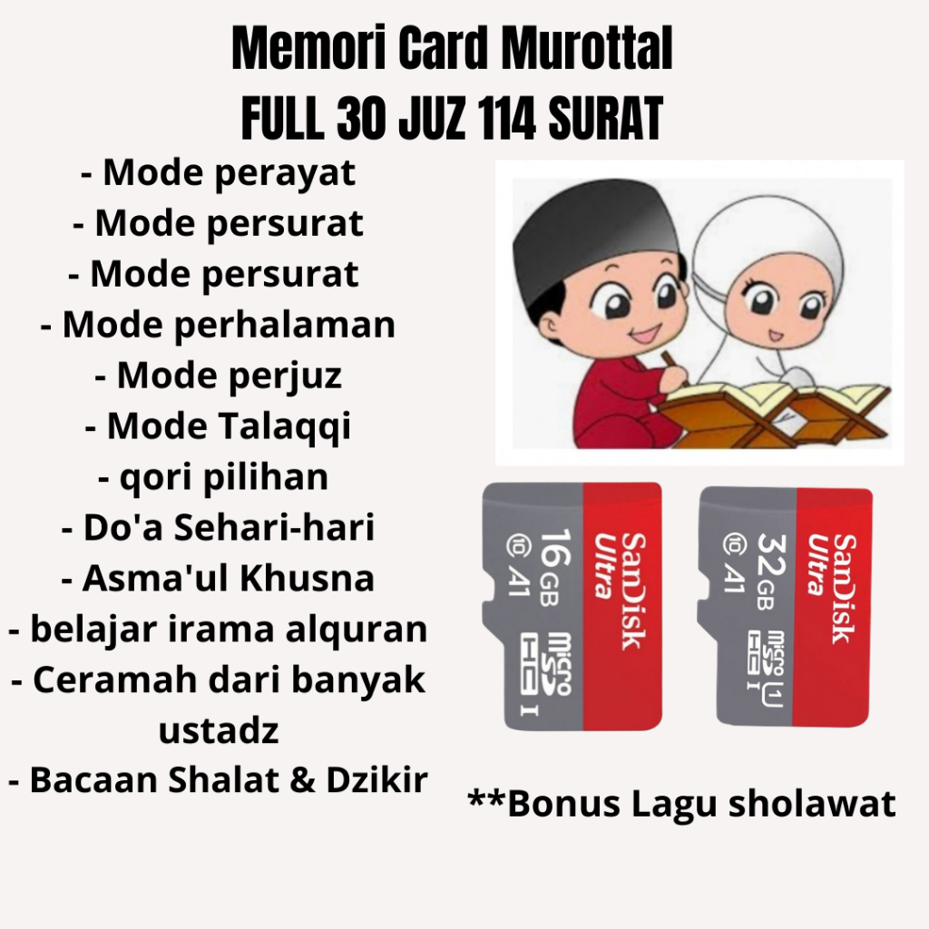 Memori Spiker Sepiker Speaker Audio Tahfidz Hafidz Murotal Murottal Quran Alquran 30 JUZ ANAK