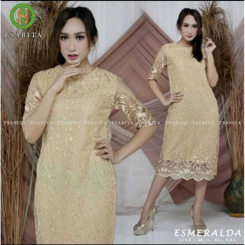 PROMO Dress Esmeralda Tille/Dress Pesta Mewah/Dress Natal/Fashion Wanita/GOLD
