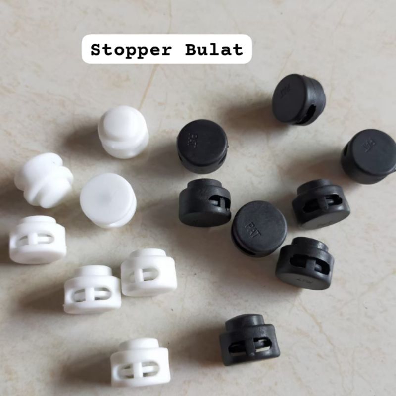 10 Pcs Stopper Bulat Stopper Plastik Stopper Hitam Putih Stopper Tali Masker