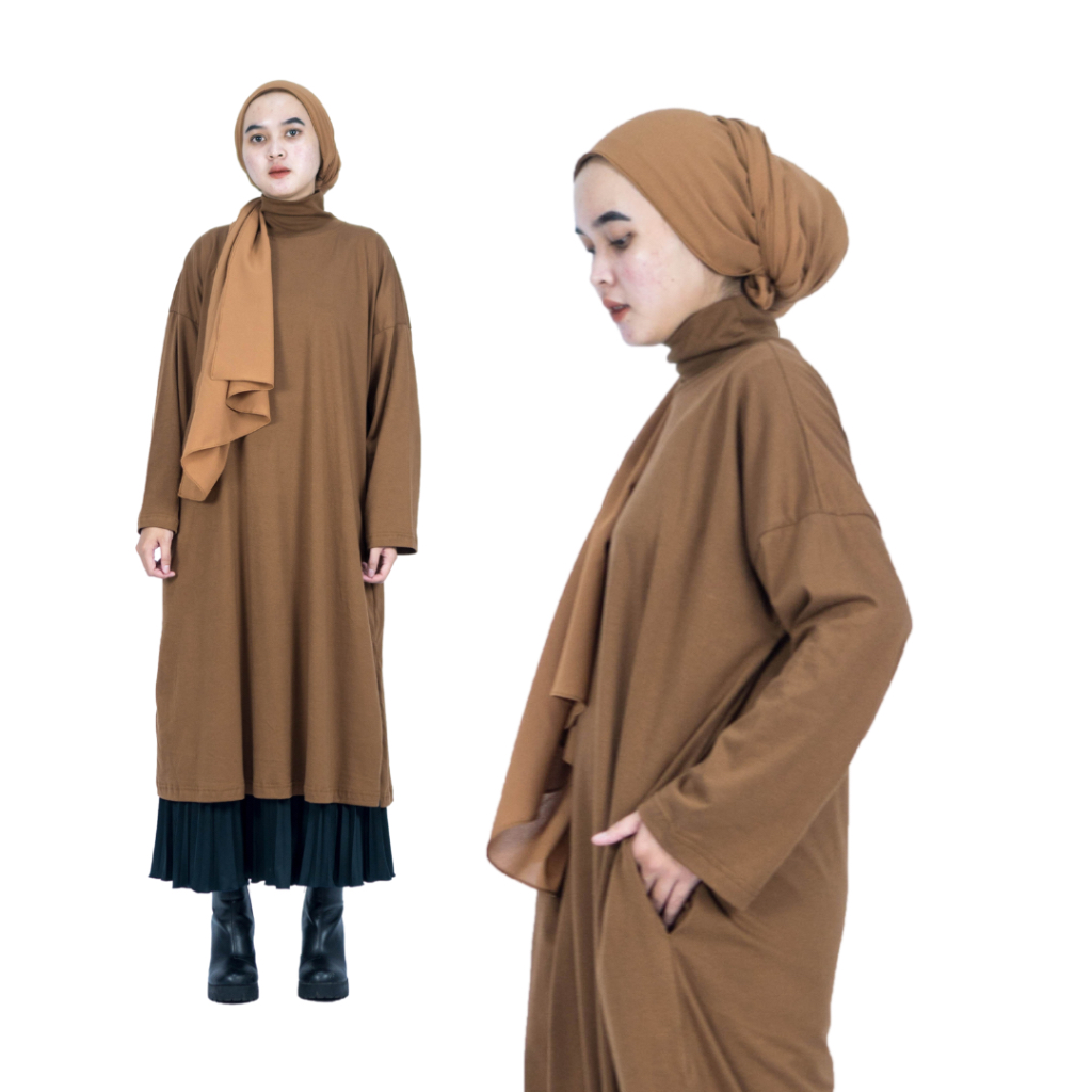 KENIDWEAR Turtleneck Midi Dress Premium Cotton Combed 24s Gamis Kaos Edisi Ramadhan Raya Series