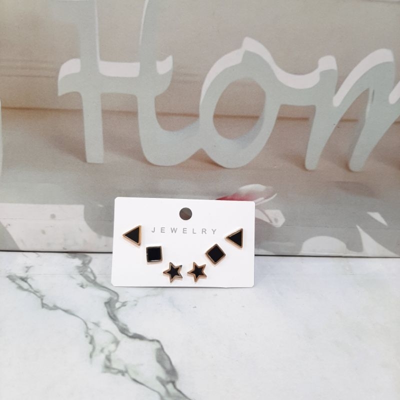 Anting Set Titanium / Anting Set 3 Titanium Anti Karat / Anting Wanita