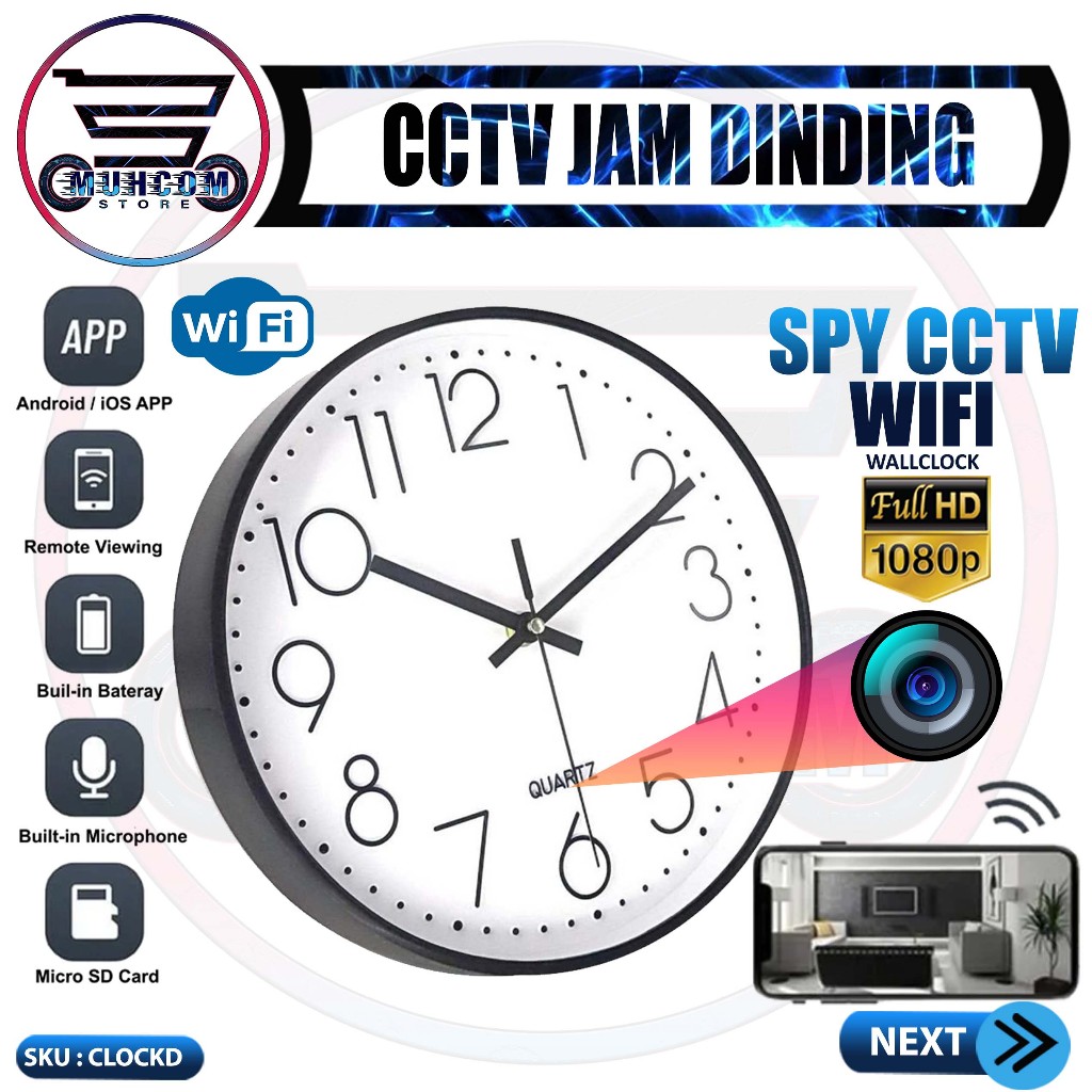 Kamera CCTV Wifi Jam Dinding IP Camera Wallclock Kamera Full HD 1080P Wireless Hidden Spycam Pengint