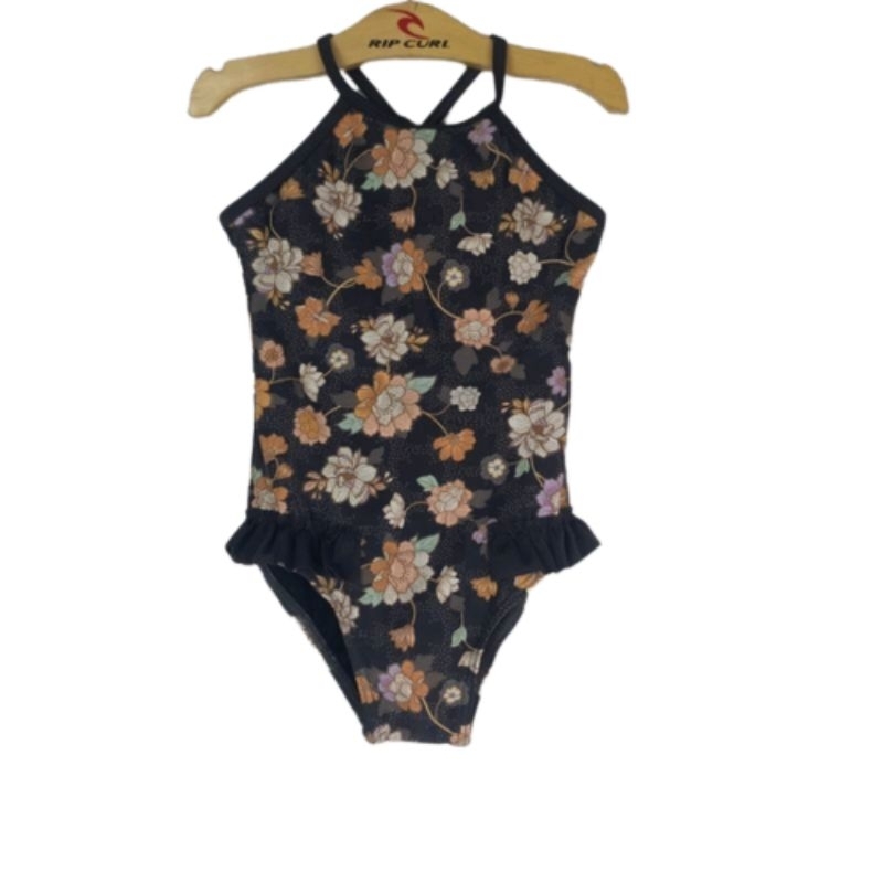 Baju Renang Anak Wanita Ripcurl Original P21 Surf Gypsy One Piece Girl -Washed Black