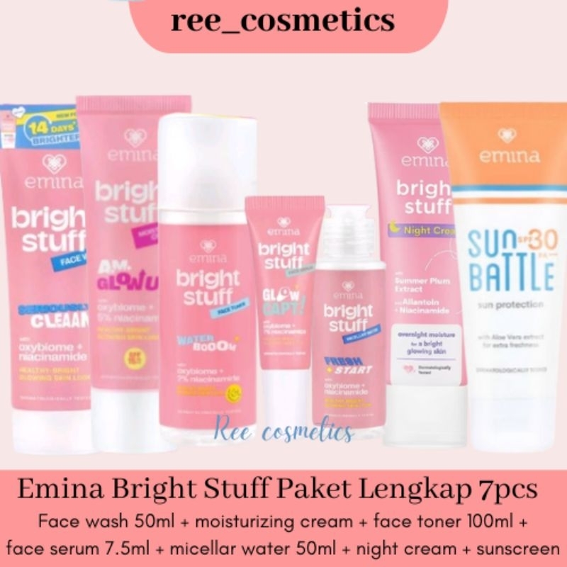 Emina Bright Stuff Paket Lengkap 7pcs | Paket Emina Lengkap Skincare Remaja 1 Set