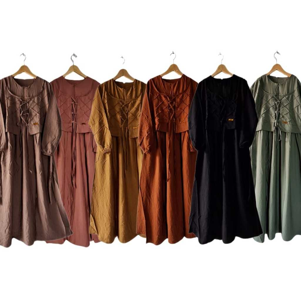 Gamis Polo Linen Premium Remaja Tanggung Terbaru/Gamis Polos Polo Linen/Gamis Lebaran 2024