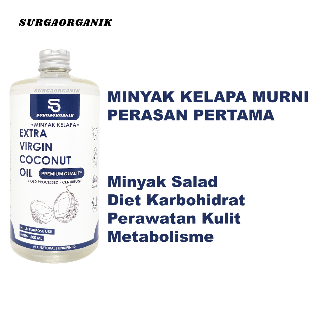 

Minyak VCO EVCO SURGAORGANIK PREMIUM QUALITY 500ml Extra Virgin Coconut Oil / Minyak Kelapa Murni