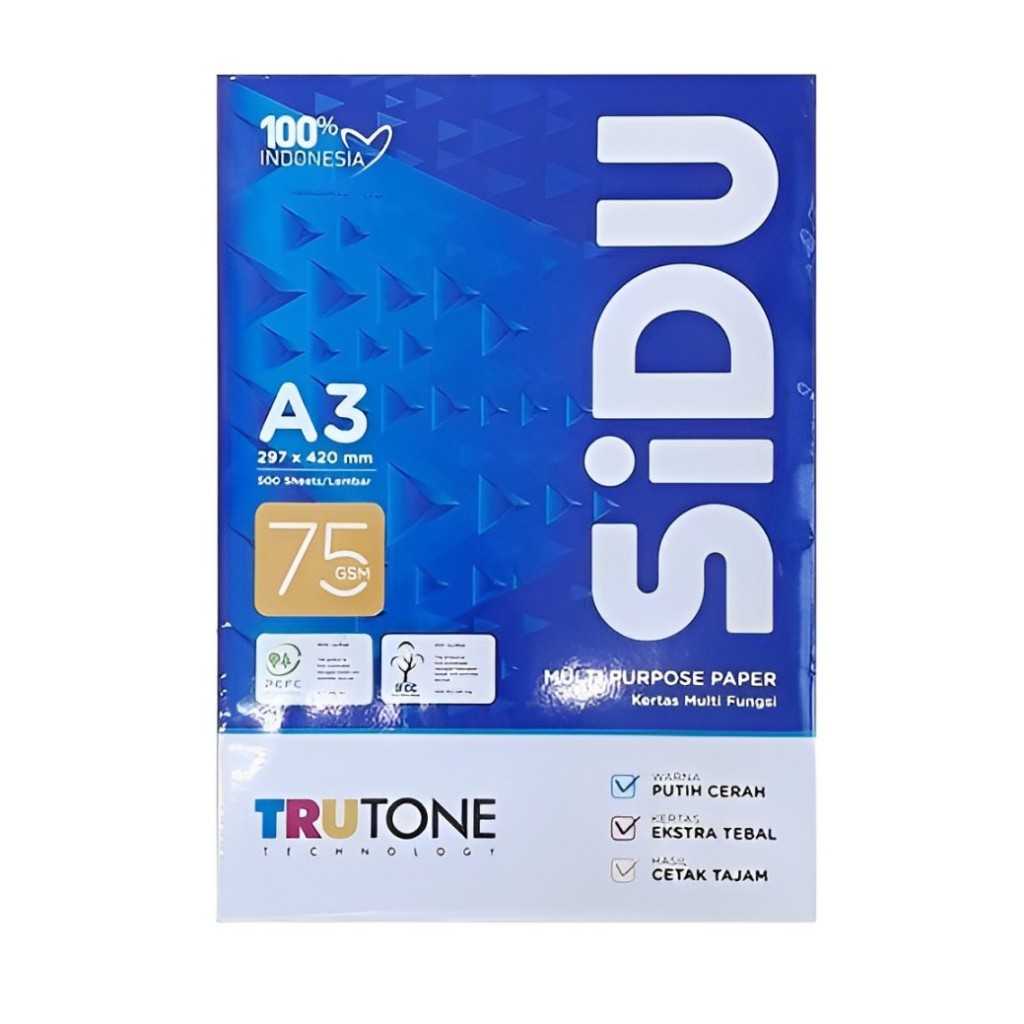 

KERTAS HVS MULTIFUNGSI SIDU A3 75 GSM 1 RIM