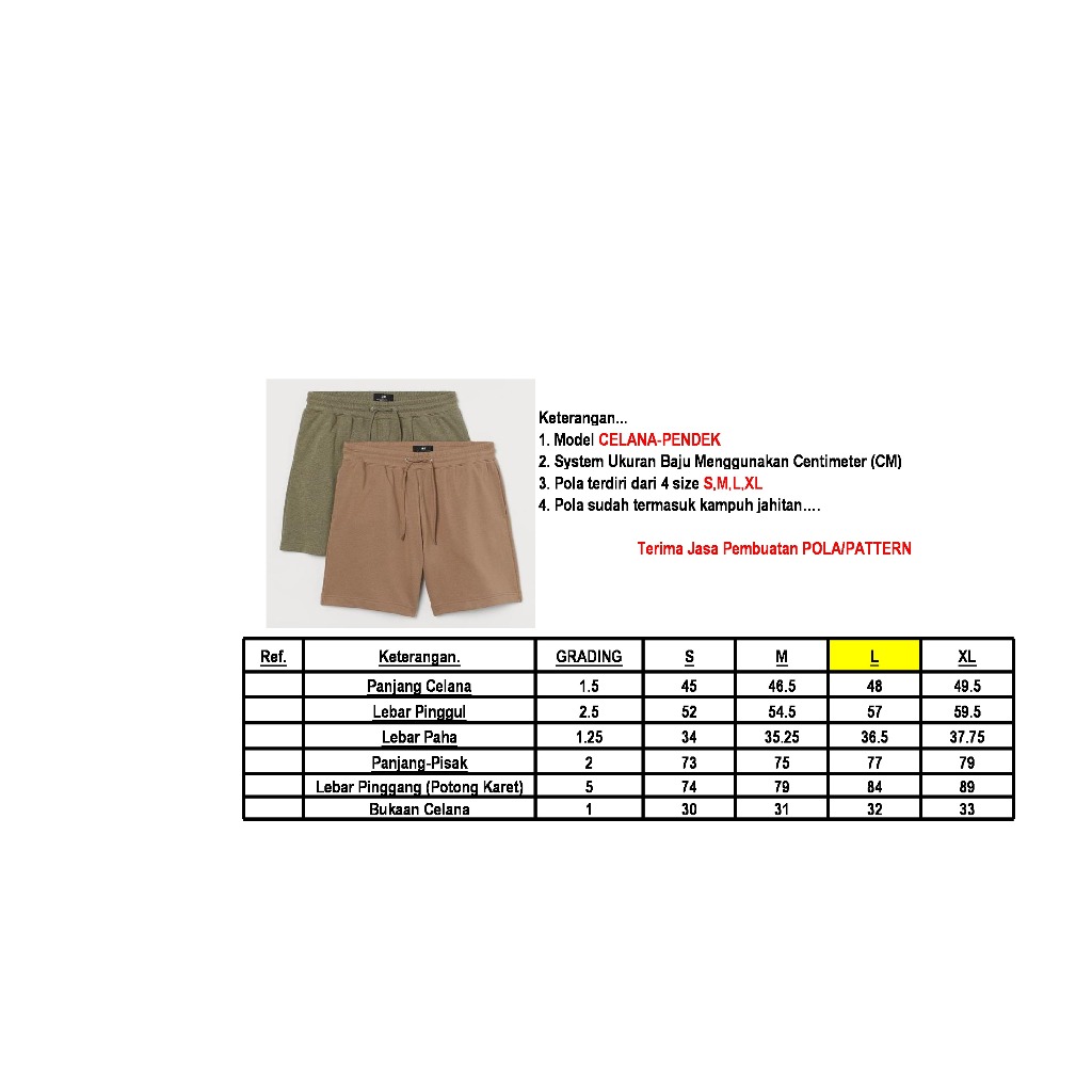 Pola celana pendek