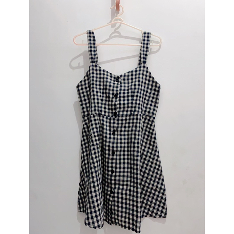 Dress outer kotak hitam putih