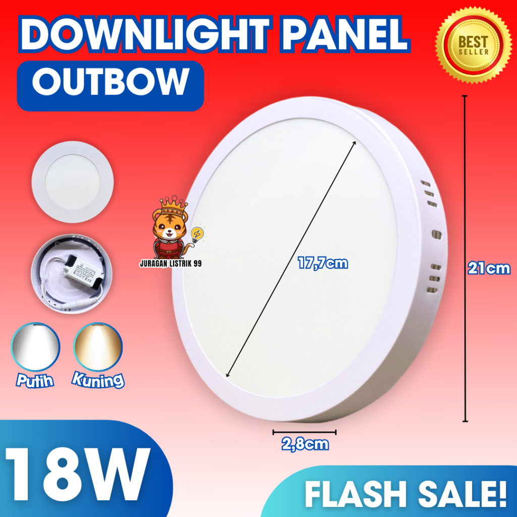 Lampu Downlight LED Panel Outbow Bulat 18W 18 Watt / Lampu Downlight Tempel Plafon