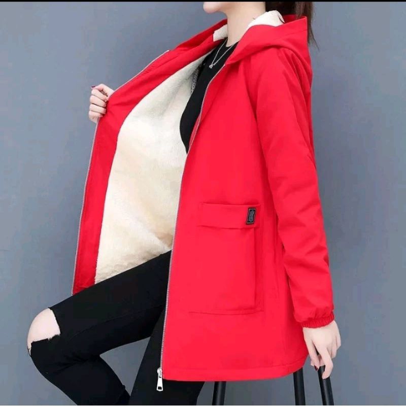 jaket winter bulu wanita ala Korea/jaket musim dingin