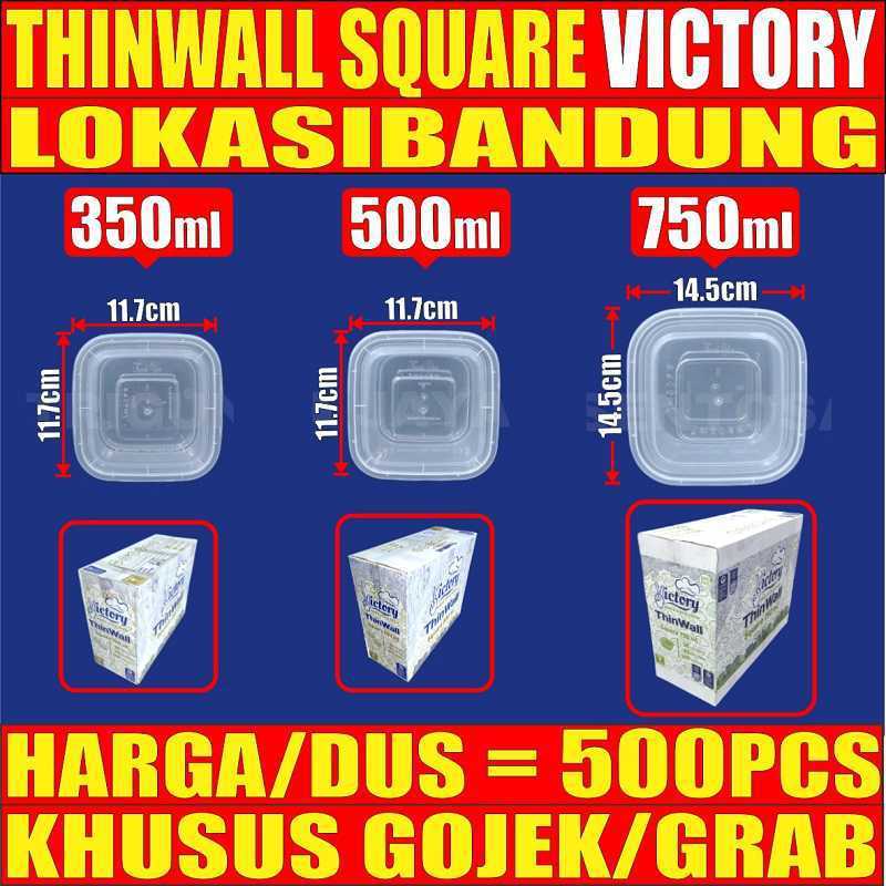 Thinwall SQ 350ml 500ml 750ml Per Dus Kotak Makan Square Plastik Gjk Bandung