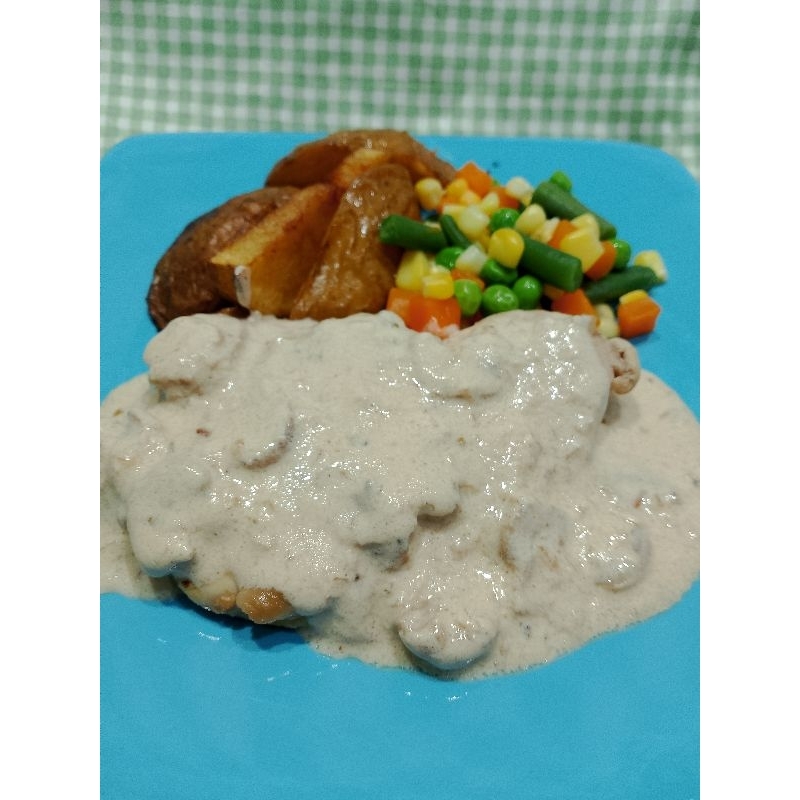

chicken steak mushroom