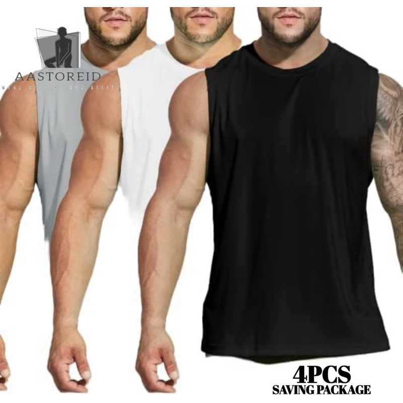 4pcs Singlet Yukensi Paket 4 Singlet Pria Polos Kaos Dalam Tanpa Lengan untuk Cowok Yukensi Pria Kao