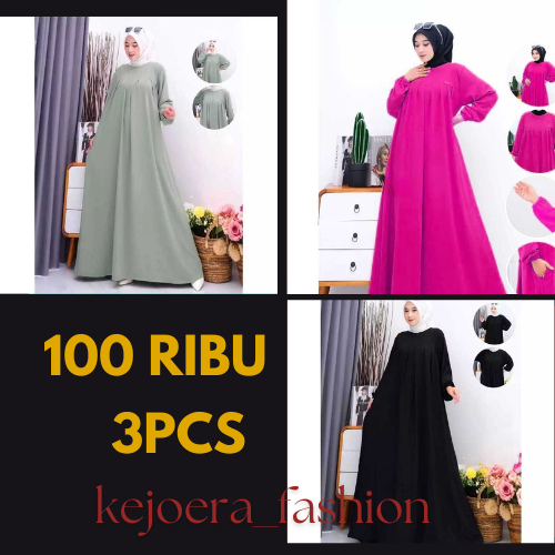 Gamis Wanita Terbaru 100ribu 3pcs Gamis Aufa Airflow Busui Frendly Gamis Termurah Jumbo Tebal