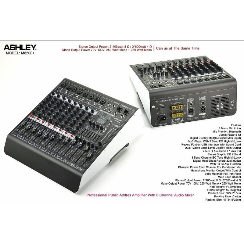 Ashley power mixer 8ch M8500+