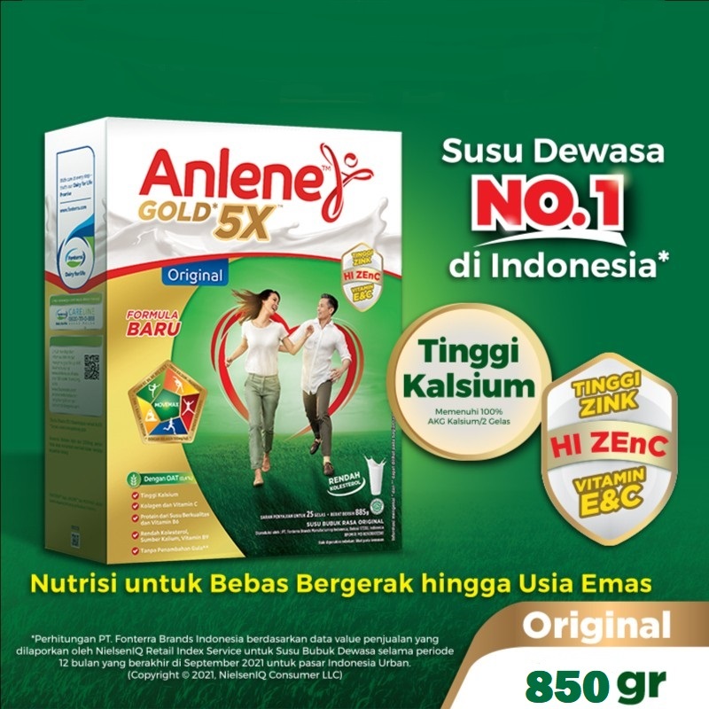 

Anlene Gold 5X Susu Bubuk Dewasa Original 850g - Tulang & Sendi