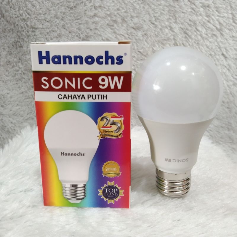 bohlam bola lampu led 9 watt putih hannochs sonic