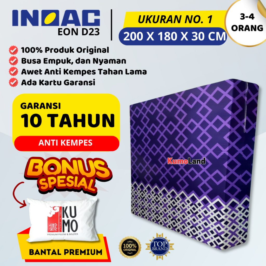Kasur Busa INOAC Original 200x180x30 cm Garansi 10 Tahun - INOAC EON Density 23