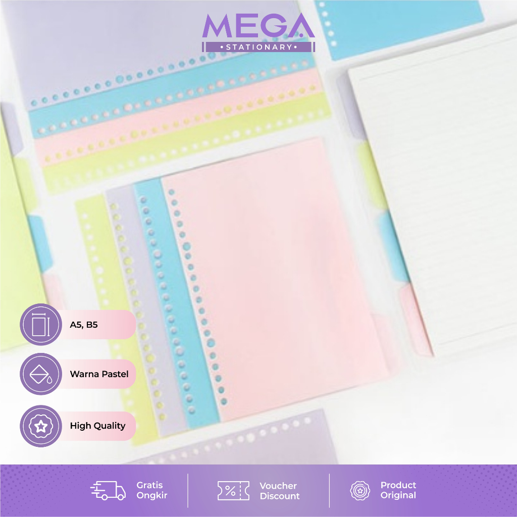 

Pembatas Binder Transparan Plastik Warna Pastel A5 B5