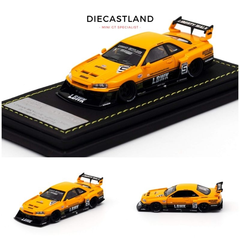 INNO64 Nissan Skyline "LBWK" (ER34) Super Silhouette Yellow IN64-ER34-YL Acrylic Packaging Miniature