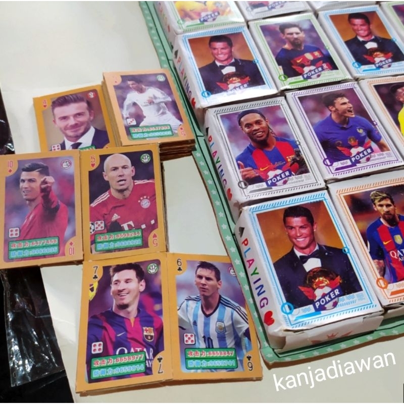12.12 Obral SALE Poker Motif Cowk Mainan Kartu Anak Foto Pemain Bola Messi Cristiano Ronaldo