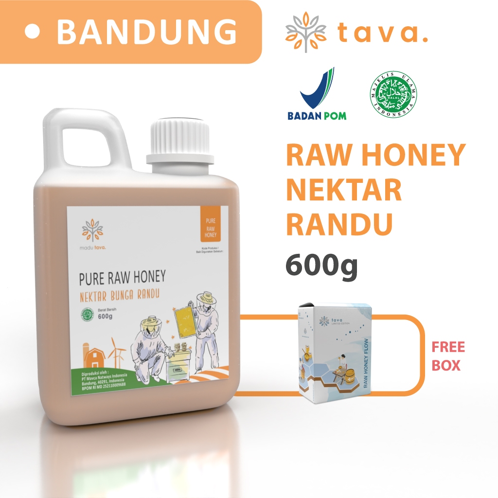 

Madu Asli Murni 600gr Tava Grade A Nektar Randu 100% Alami Pure Natural Raw Honey