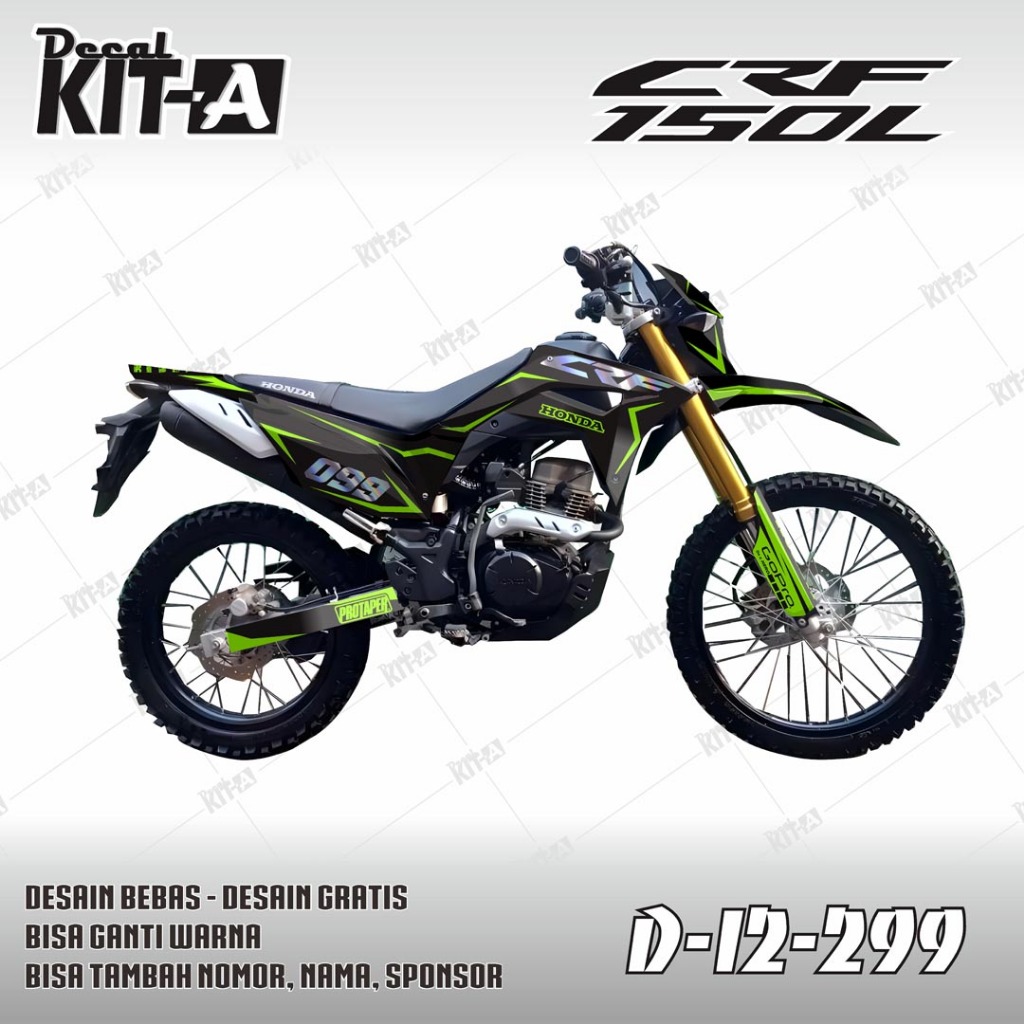 Decal Honda CRF 150L MOTIF GRAFIS HITAM HIJAU D-I2-299