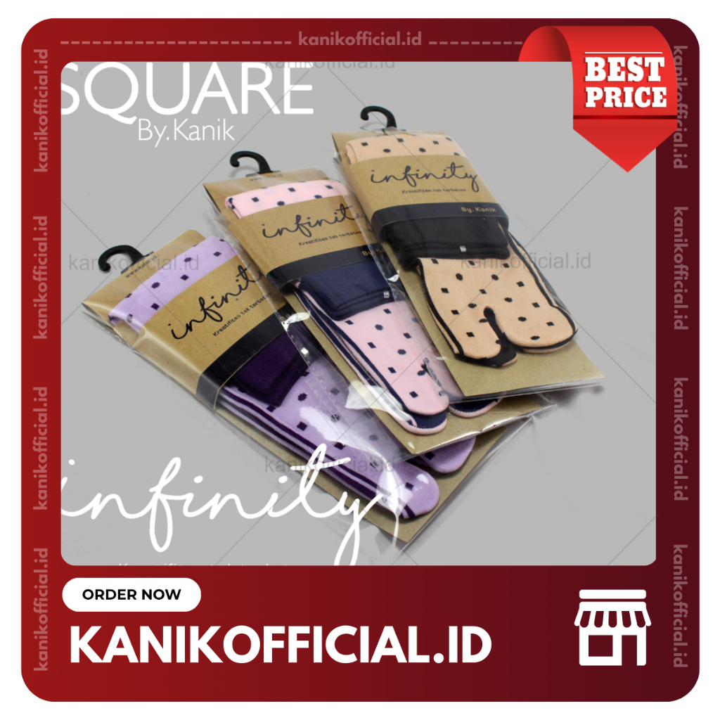 Kanik Kaos Kaki Infinity Motif Polka Square Kotak Polkadot Cantik Muslimah Wanita Panjang