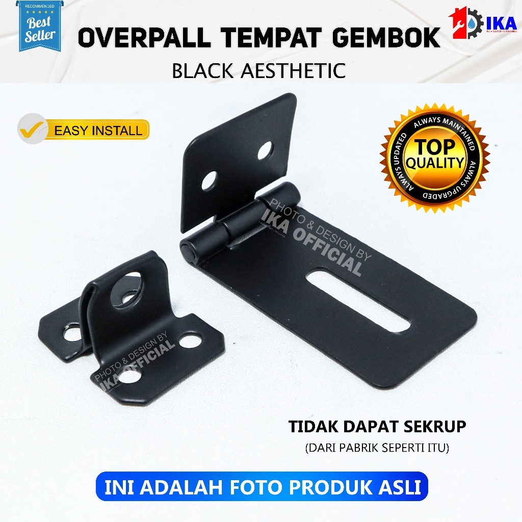 OVERPALL HITAM TEBAL STAPLES / HASPS / TEMPAT GEMBOK/ CANTELAN GEMBOK / GRENDEL OVERVAL OVERVAL HITA