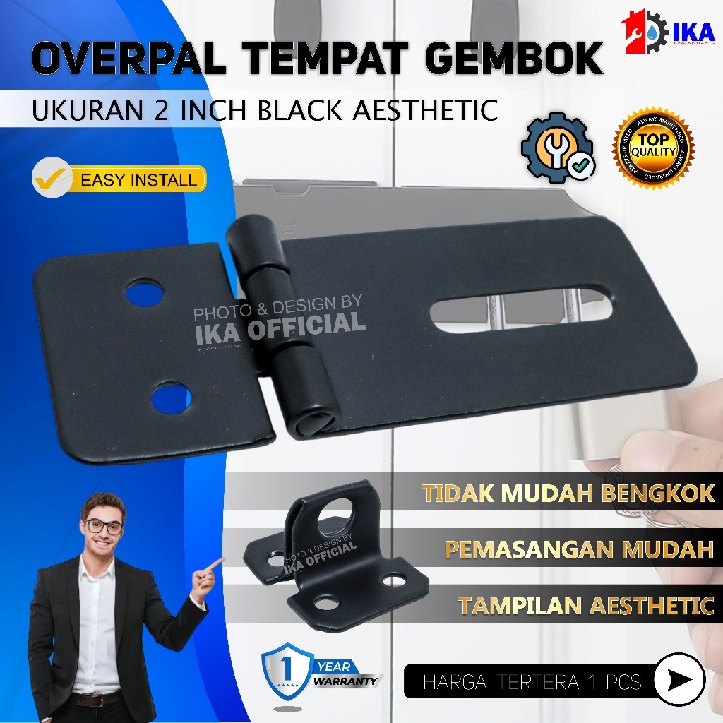 OVERPALL HITAM TEBAL STAPLES / HASPS / TEMPAT GEMBOK/ CANTELAN GEMBOK / GRENDEL OVERVAL OVERVAL HITA