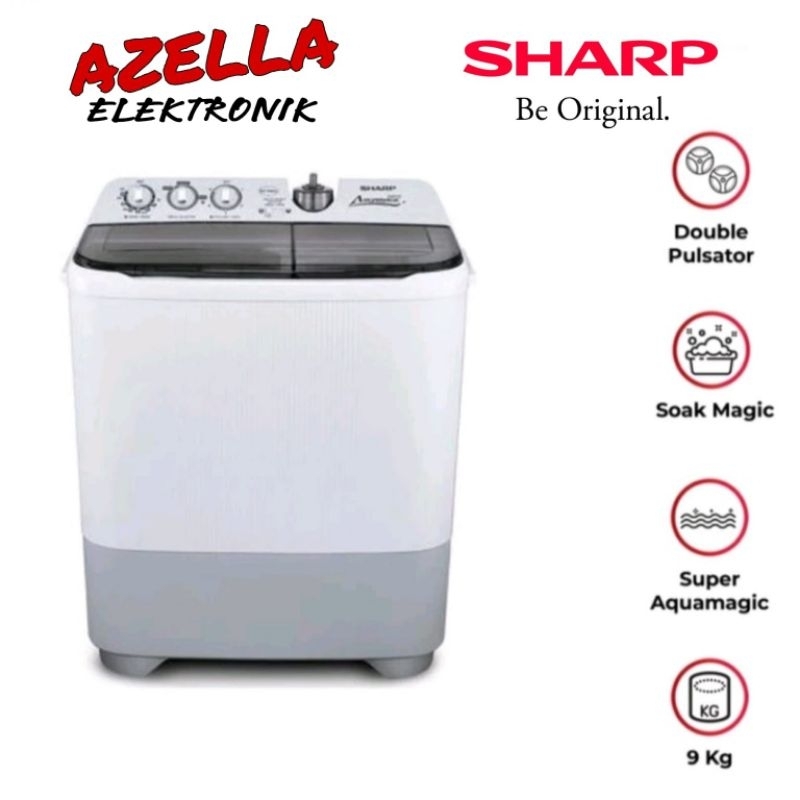 MESIN CUCI SHARP 9 KG ES-T96CL/MANUAL 2 TABUNG SUPER AQUAMAGIC