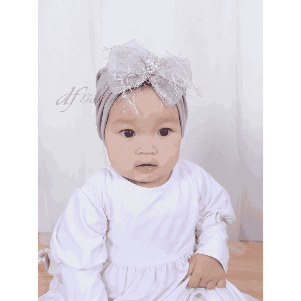 Turban Putri Pita Sorban Bayi Motif Polos | Ciput Baby NewBorn |  Topi Anak Perempuan | Turban Sorba