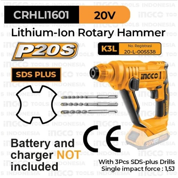 Mesin Bor Rotary Hammer Drill INGCO CRHLI1601 Bor Beton SDS