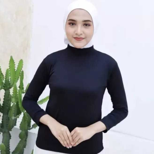 KODE 77 JF Manset Kaos Lengan Panjang Turtle Neck Leher Tinggi inner Baju Dalaman Bahan Kaos Spandek