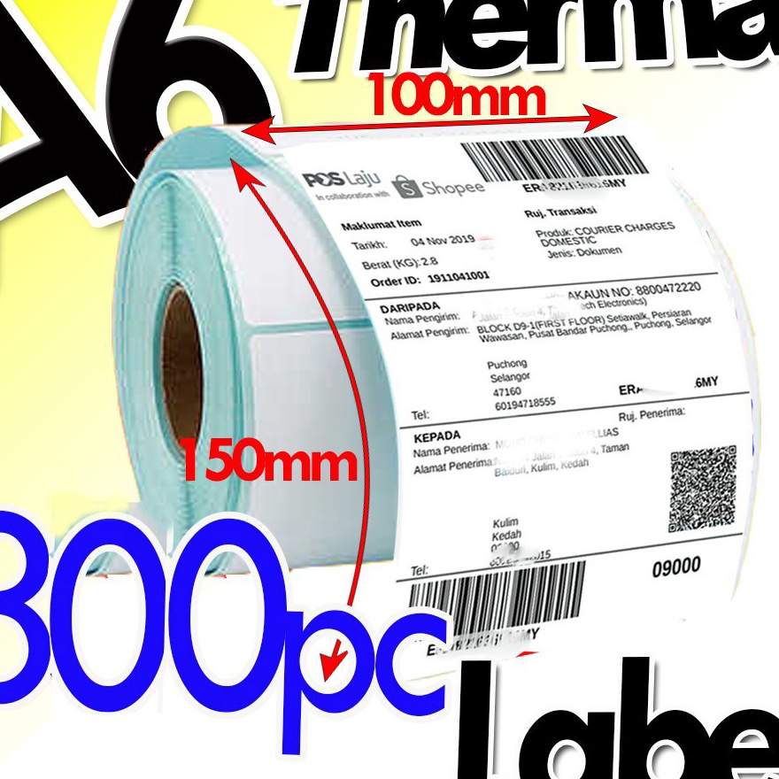 

Dijamin Ori LABEL STICKER THERMAL BARCODE 1x15mm 1x15cm 3Pcs Core 1 MURAH A6 4 x 6