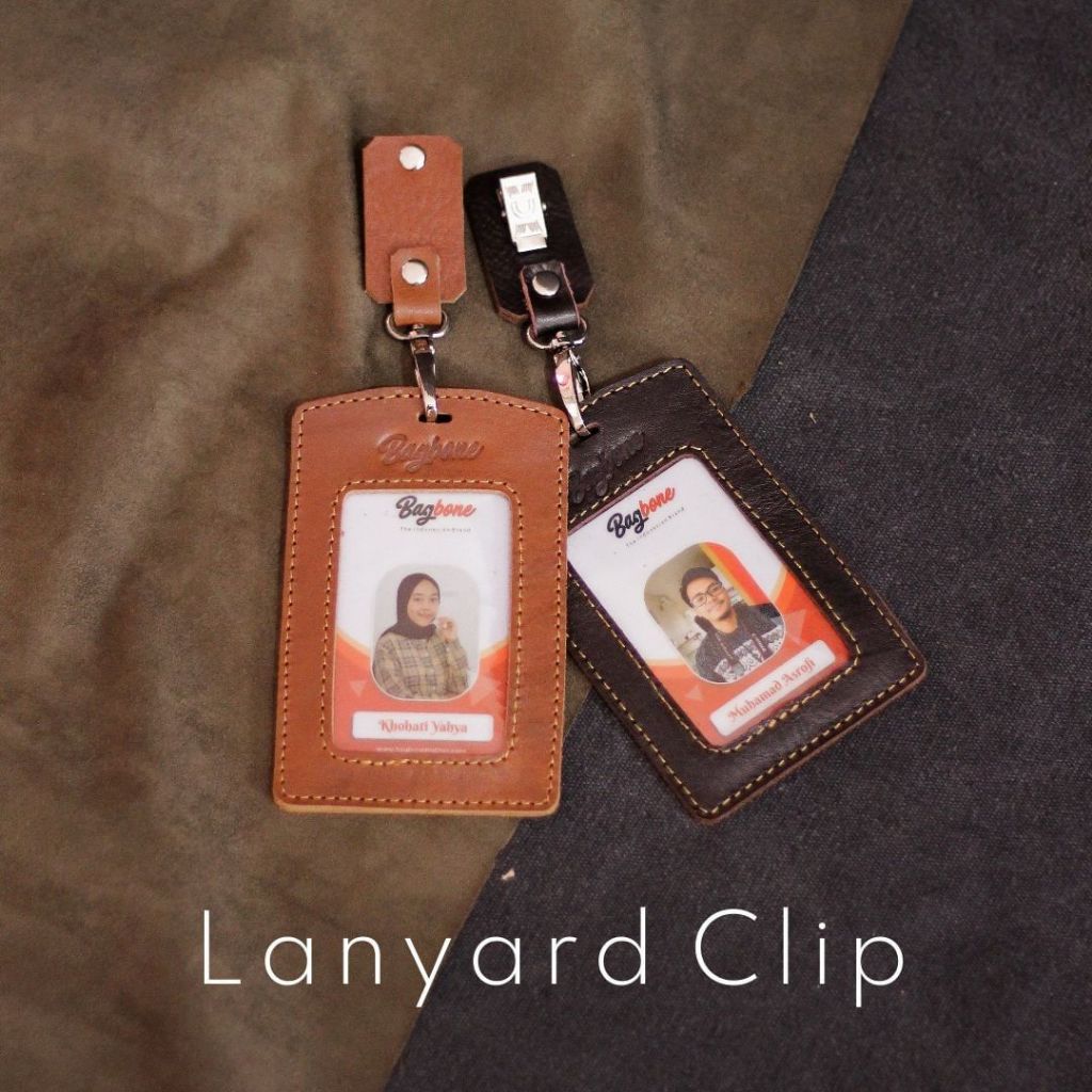 

Bagbone Leather Lanyard CLIP | ID card kulit asli | name tag instansi | Lanyard kantor