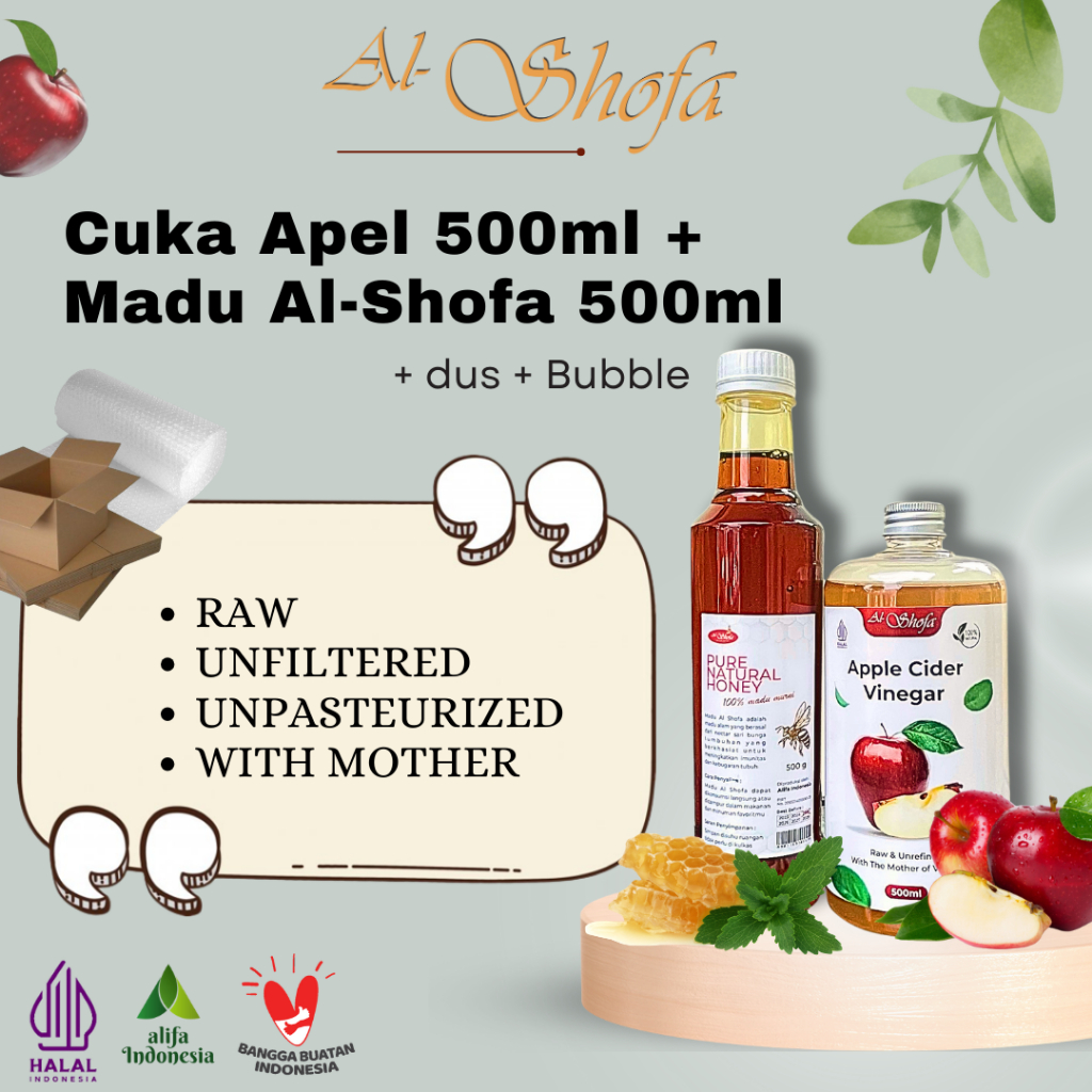 

Al Shofa Cuka Apel 500ml With Mother + Madu Al Shofa 500ml