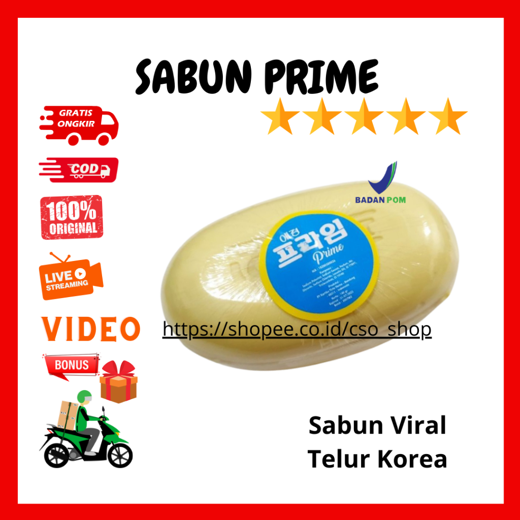 PRIME Sabun Telur Korea Kuning BPOM Pemutih Wajah dan Badan - Golden Egg Soap