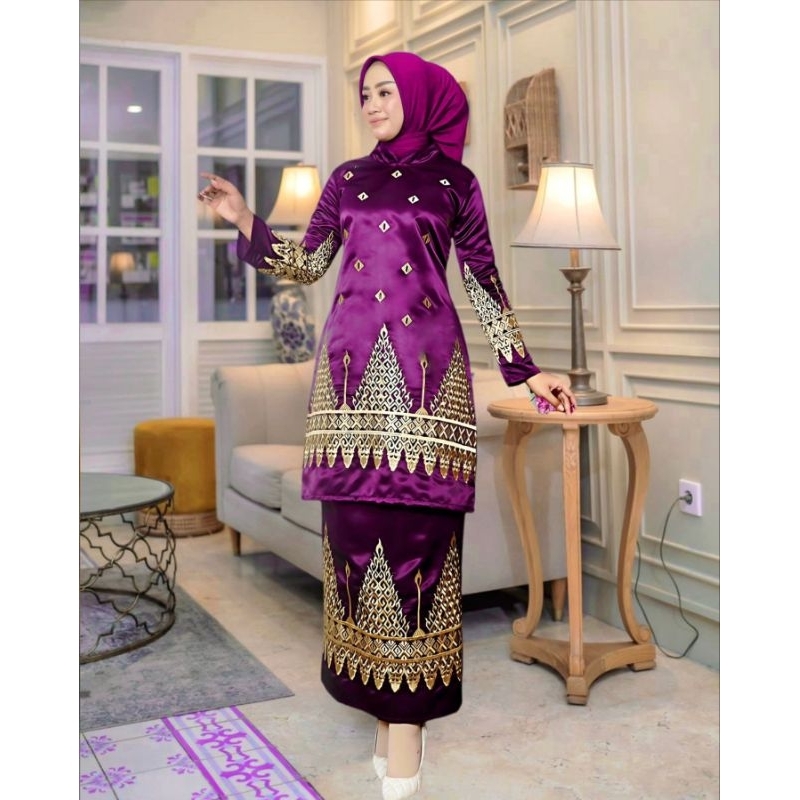 set kebaya kurung pelangi jaya / kebaya tunik / stelan Melayu / stelan ibu besan / stelan bordir