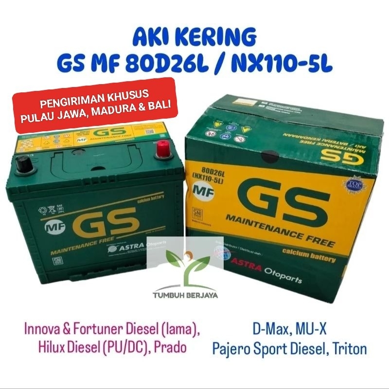 Aki MF Kering GS 80D26L NX110-5L ORIGINAL ASTRA Innova Fortuner Diesel Lama Triton