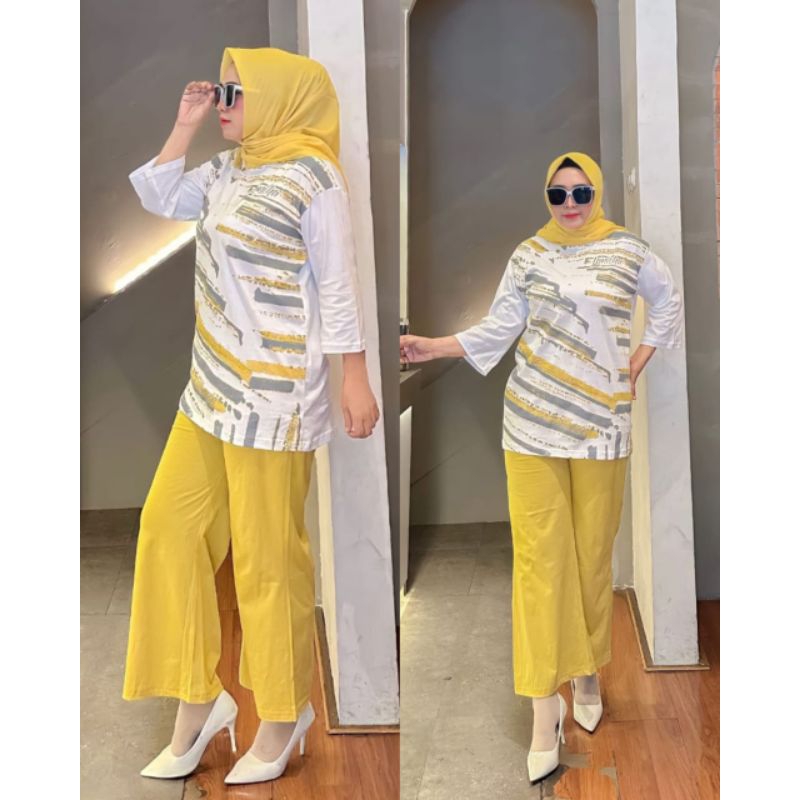 Lanicha Outfit One set celana kaos atasan oversize